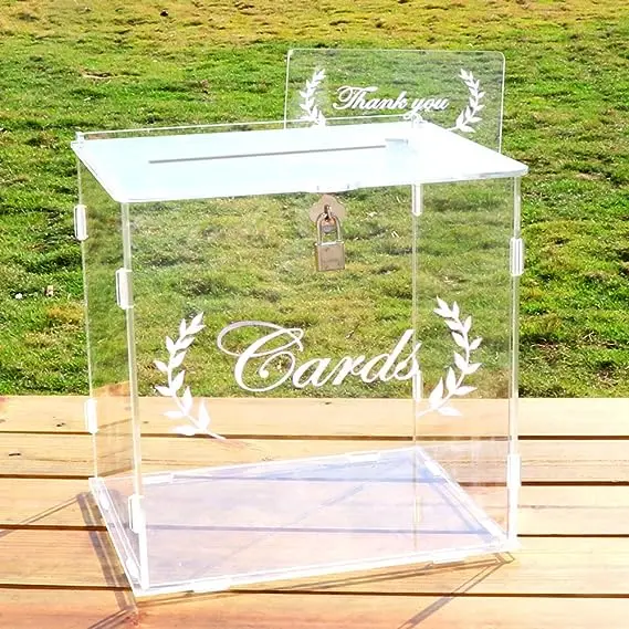 Acrylic Wedding Card Box With Lock Money Case For Birthday Party Baby Shower Reception Clear Card Box Letter Envelope Boxes