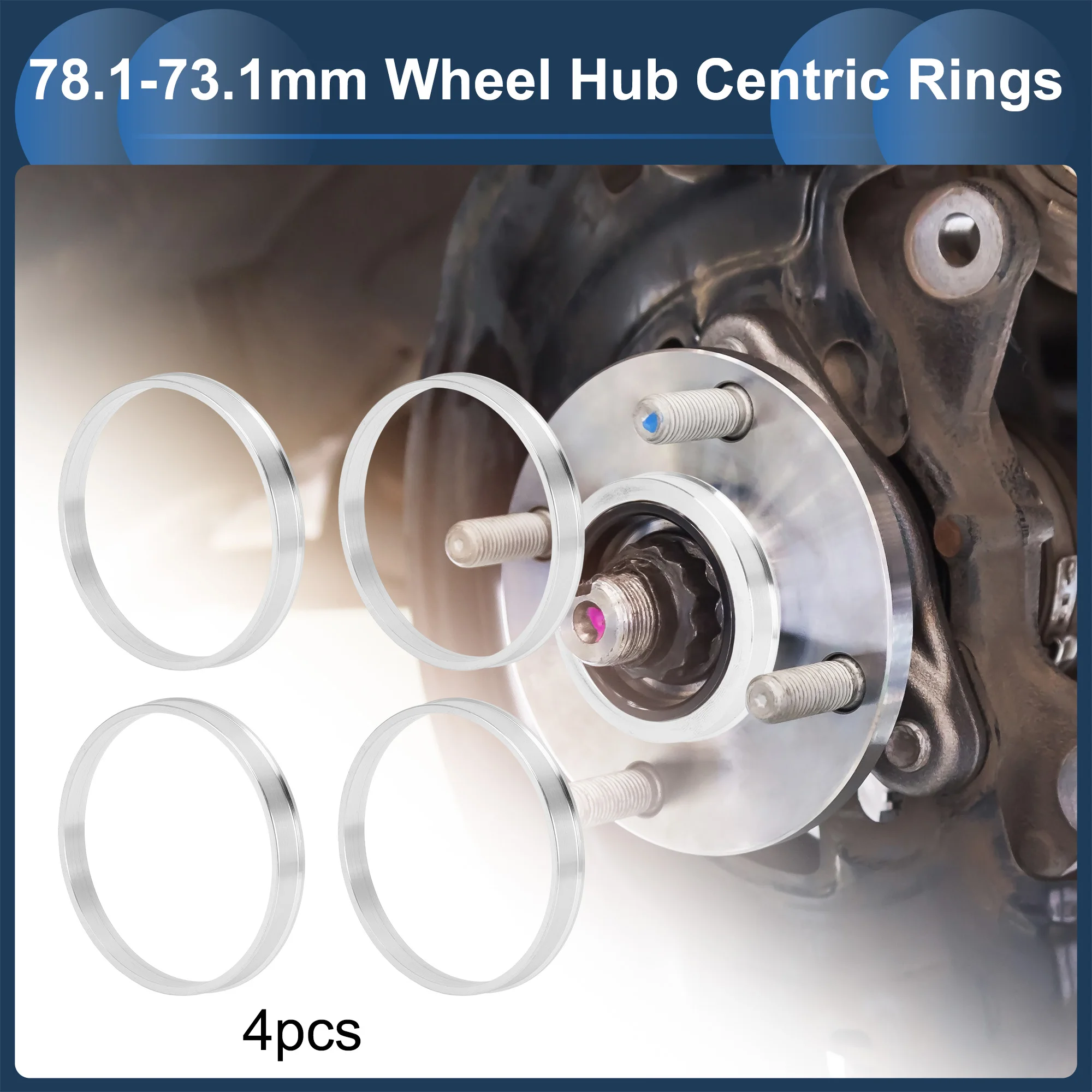 4pcs Car Wheel Hub Centric Rings OD 78.1mm to ID 56.6/58.6/63.4/70.6/73.6/75.1mm Wheels Center Shaft Shock Hubrings UXCELL