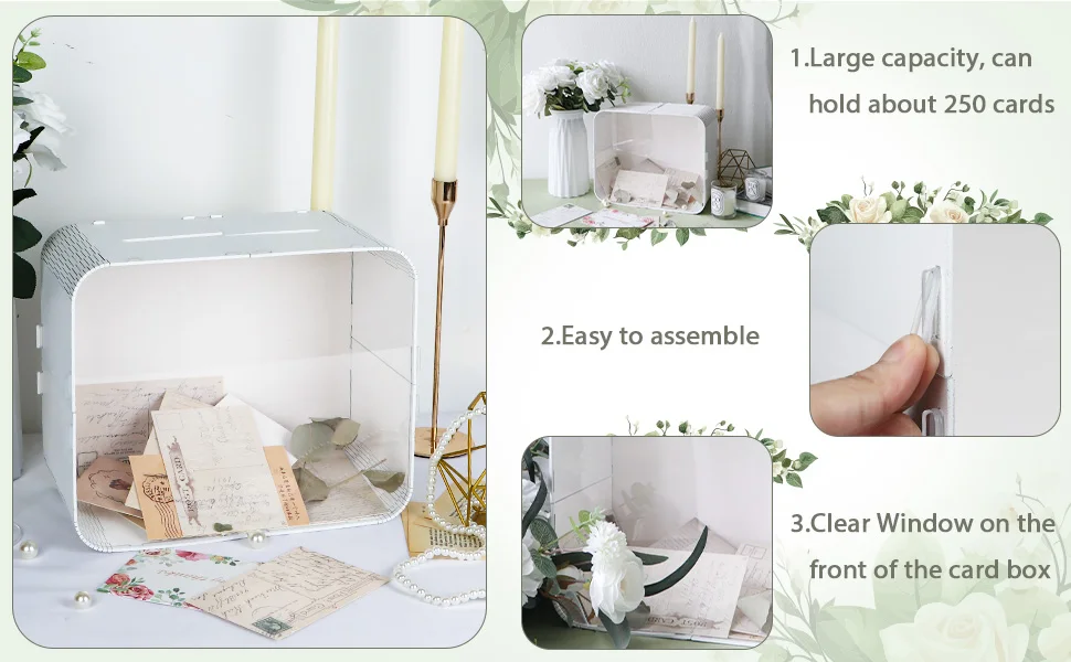 Description Picture 5 of itemOurwarm Acrylic Wedding Card Box  Gift Card Box for Wedding Reception, for Party Graduation Baby Shower Birthday Decorations