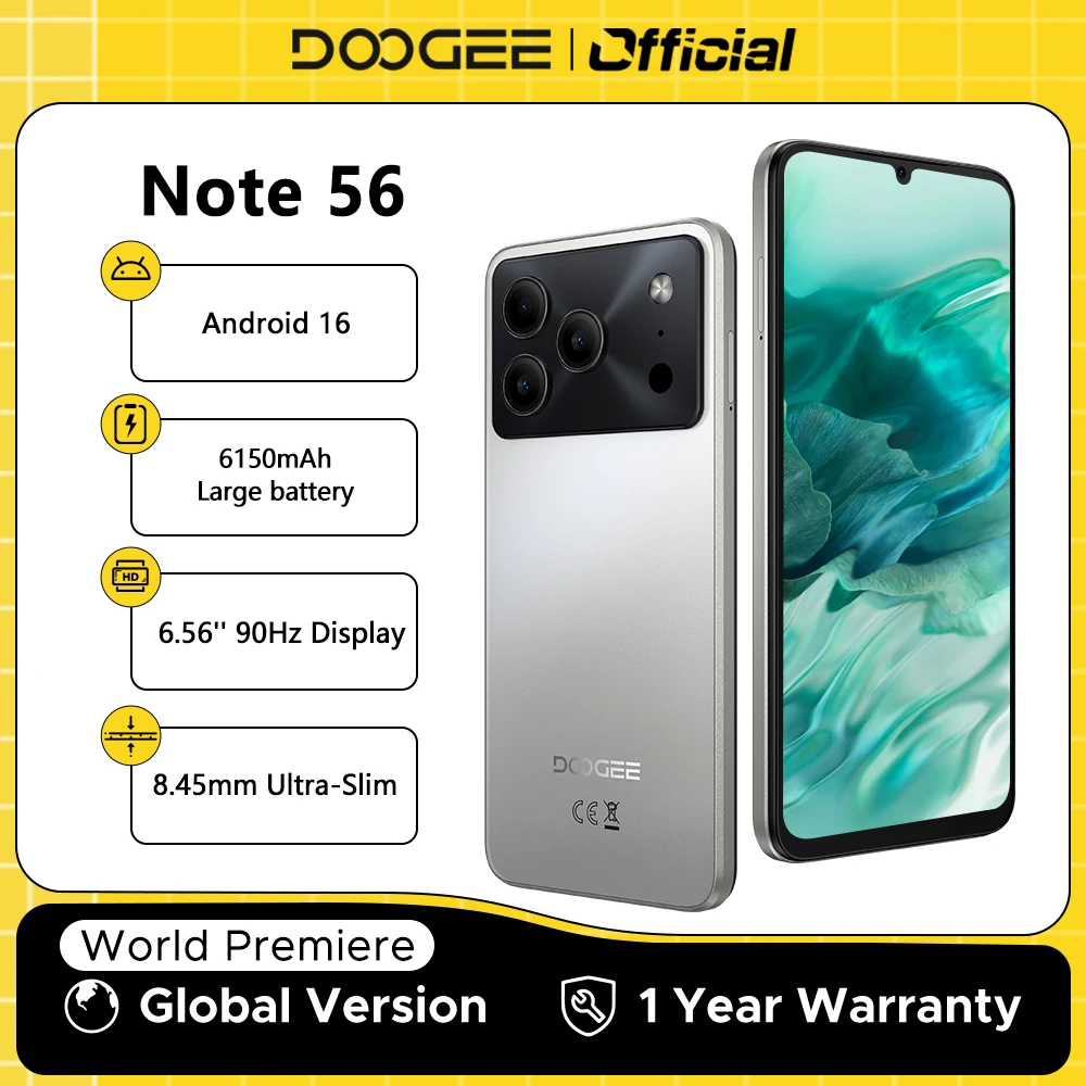 最安値！ DOOGEE Note 56 64GB/24GB DOOGEE Note 56 Android 16 Smartphone 24GB+64GB 6150mAh 6.56