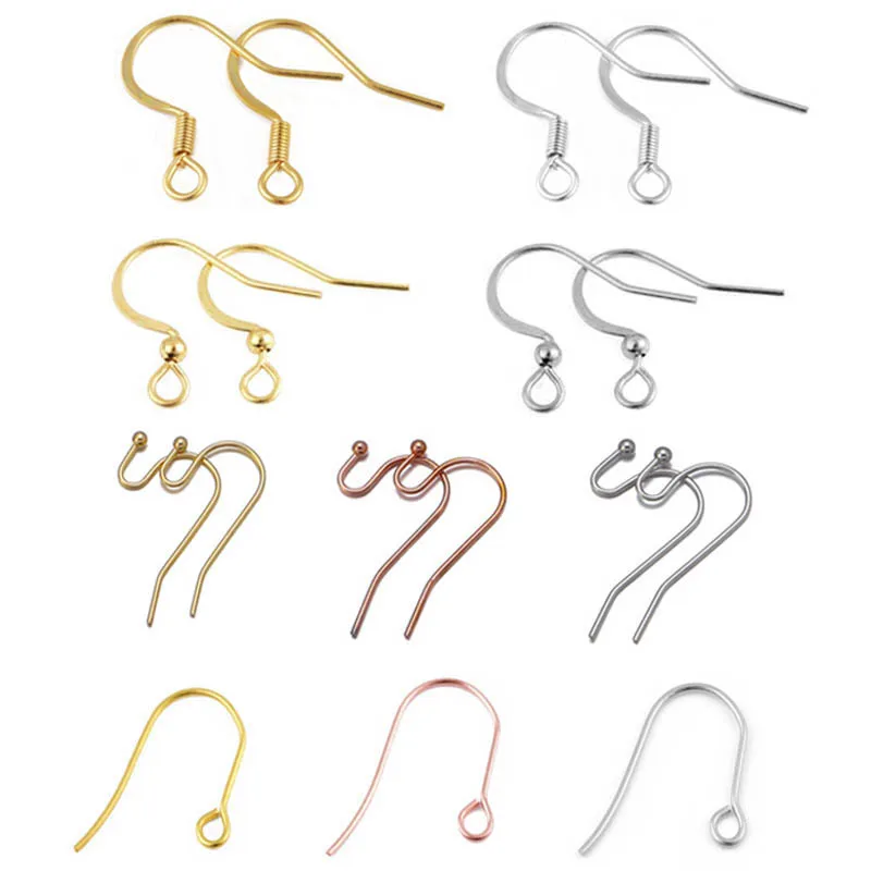스테인레스 스틸 귀걸이 후크, 귀걸이 걸쇠 귀걸이, 귀걸이 걸쇠, 이어 와이어 피팅, DIY 쥬얼리 제작 액세서리, 50-100 개/로트 