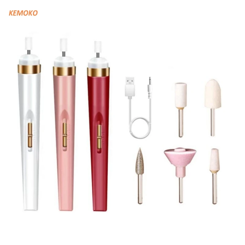 

Mini USB Electric Nail Grinder 5 In 1 Portable Art Electric Manicure Set Nail Polishing Machine Art Pen Tools For Gel Remover