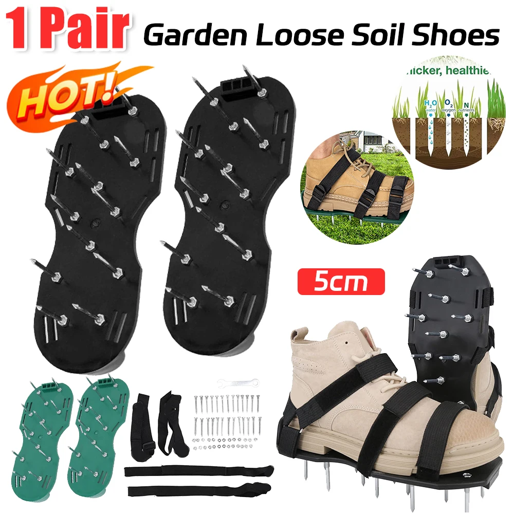 Description Picture 4 of item1 Pair Garden Nail Shoes Grass Spiked Loose Gardening Soil Lawn Aerator Spikes Shoes Self-Leveling Epoxy Yard Grass Cultivator