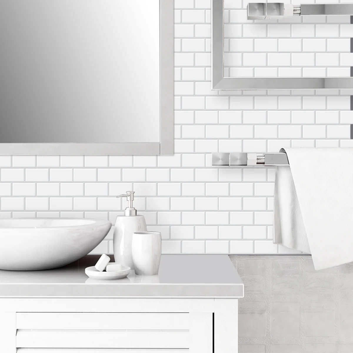 Wall Tile Sticker Self Adhesive Tiles Waterproof Vinyl Wallpaper Backsplash Kitchen Living Room Bathroom 5 Sheets Wall Stickers Self Adhesive Wall Panels