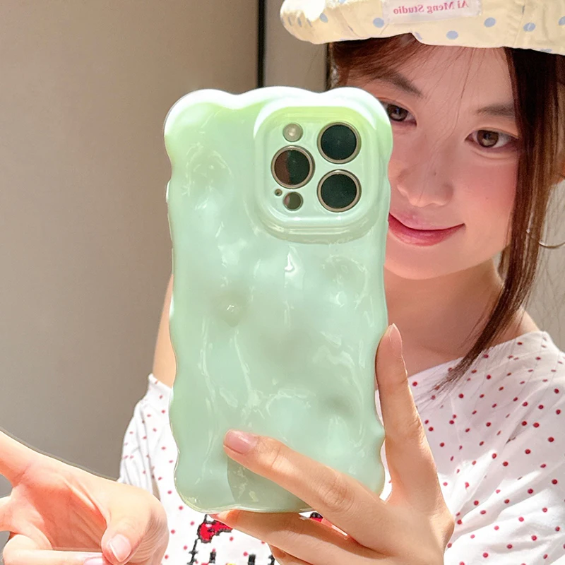 Vibrant Dopamine Color 3D Cloud Waves TPU Phone Case - Soft Shockproof Back Cover