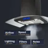 Tieasy 36 inch 900CFM Stainless Steel Island Mount Tempered Glass Digital Panel Range Hood USGI0290BPB 3