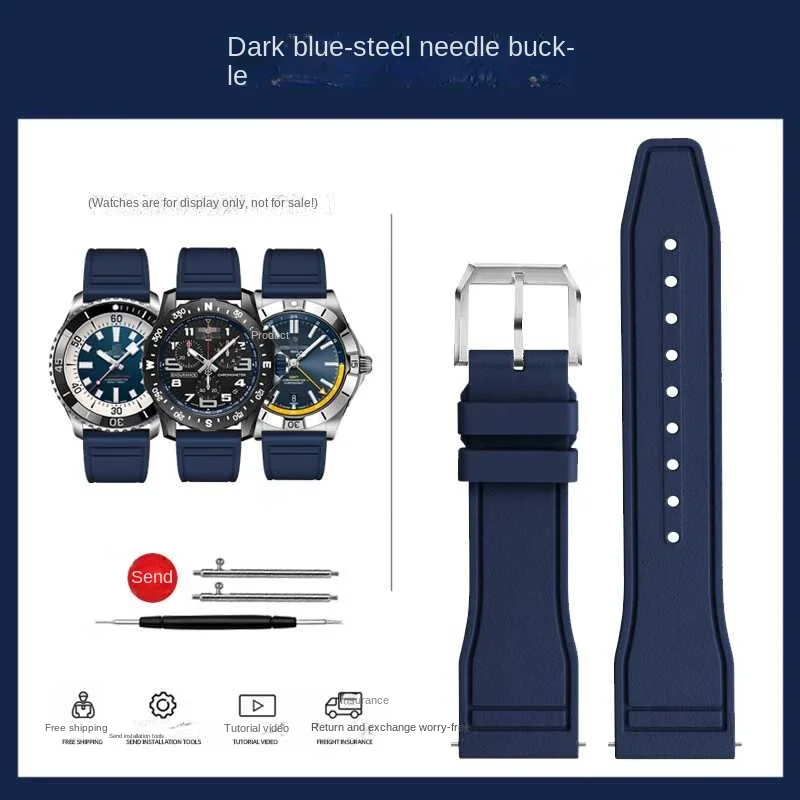 thumbnail image 1 of Correa de reloj de caucho fluorado de liberación rápida de 20 mm, 22 mm y 21 mm para relojes de buceo de cada marca, correa para Breitling, IWC y Seiko, 1 of 5