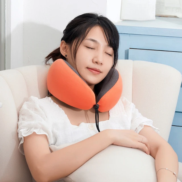 Cuscino da viaggio a forma di U cuscino per il collo in pura Memory Foam per  cuscino cervicale per ufficio in aereo - AliExpress