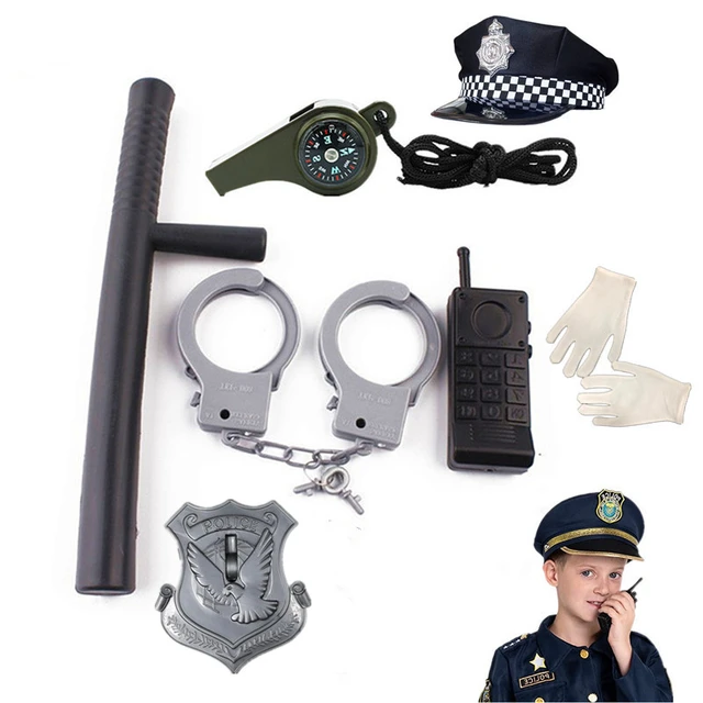 Conjunto de juguetes de policía con accesorios de policía para niños,  disfraz de policía para niños y niñas para su juego de rol, juego de  disfraces - AliExpress