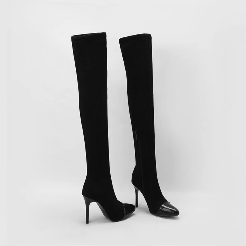 Kolnoo New Arrrival Handmade Ladies High Heel Over Knee Boots Pointy Cap-toe Sexy Xmas Prom Booties Eevning Fashion Winter Shoes