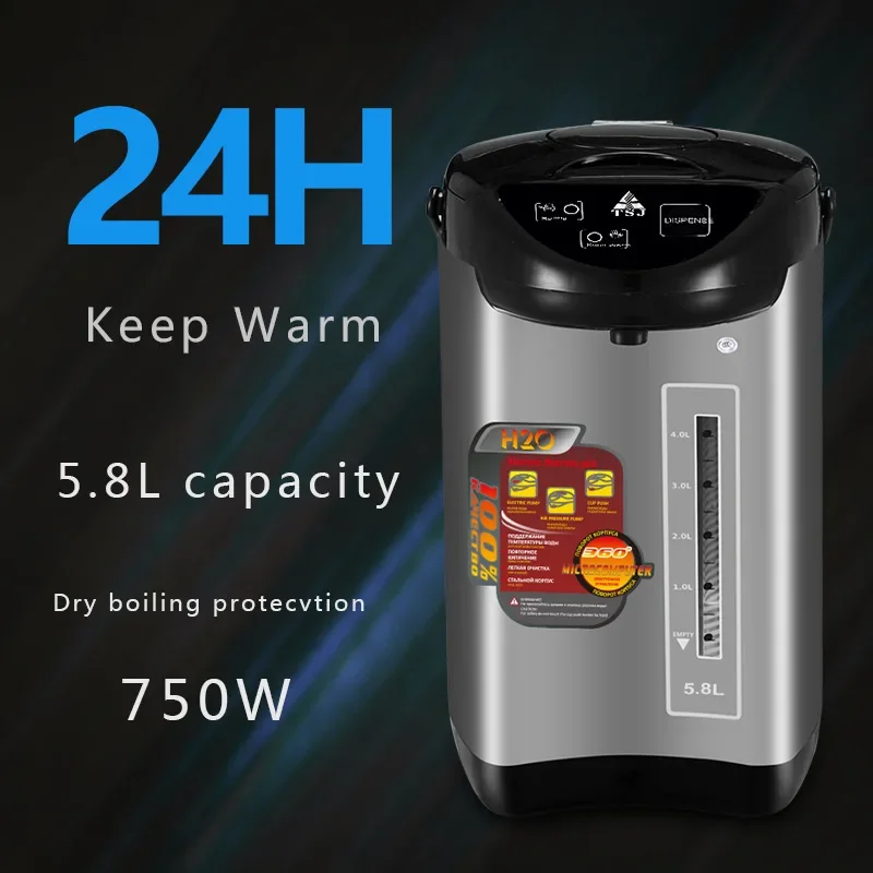 Electric Hot Water Boiler&Warmer,Manual DispenseAuto Water Pot Safety Stainless Steel Hot Water Dispenser Water Boiler 5.8Liter 5