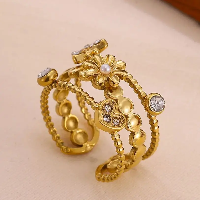 Stainless Steel Ring Micro-Encrusted Zircon Wedding Jewelry Women