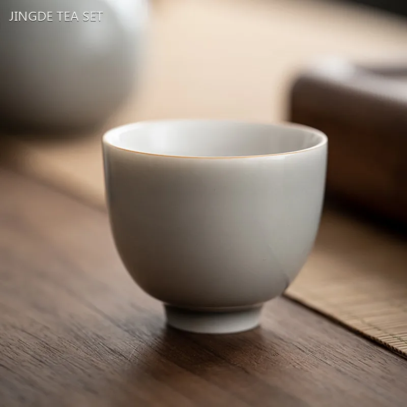 1pc Japanese Ceramic Tea Cup Hand-made Portable Small Tea Bowl Teaware Accessories Home Beauty Master Cup Zen Teacup