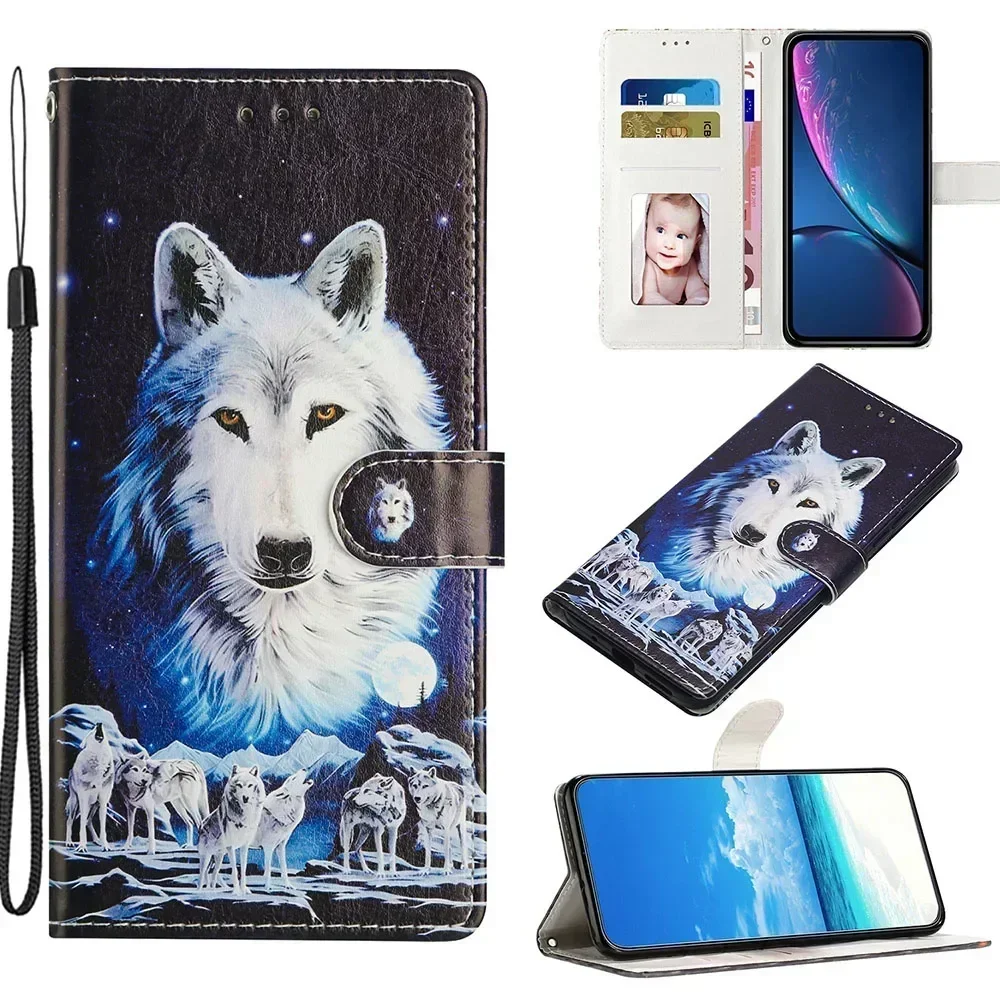 Magnetic Leather Wallet Flip Case with Colorful Design - Protective Cover s