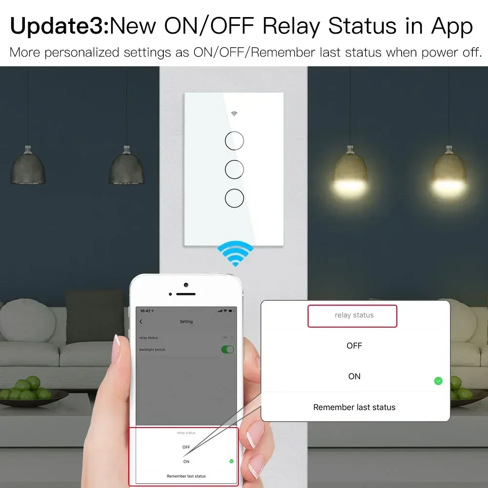 Smart WiFi Touch Light Switch Control Alexa Google Home