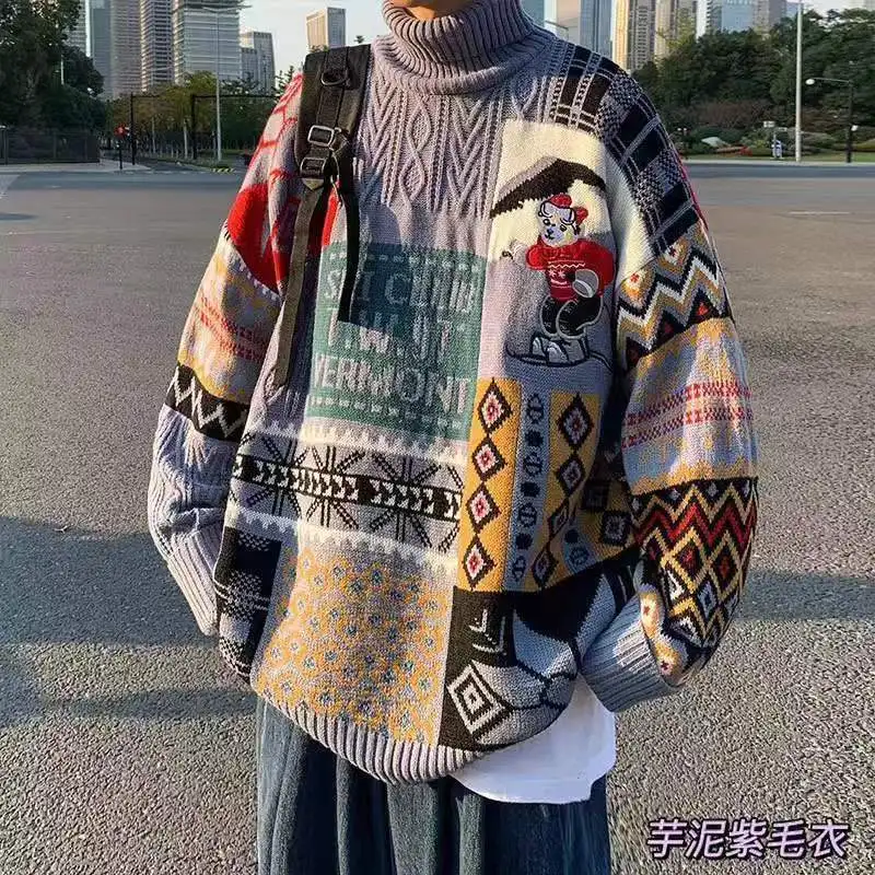 

Ugly Men Sweater Fashion Spring Streetwear Casual Gengar Clothing Christmas Pullovers Student Women Y2K Oversize Knitted Sweater