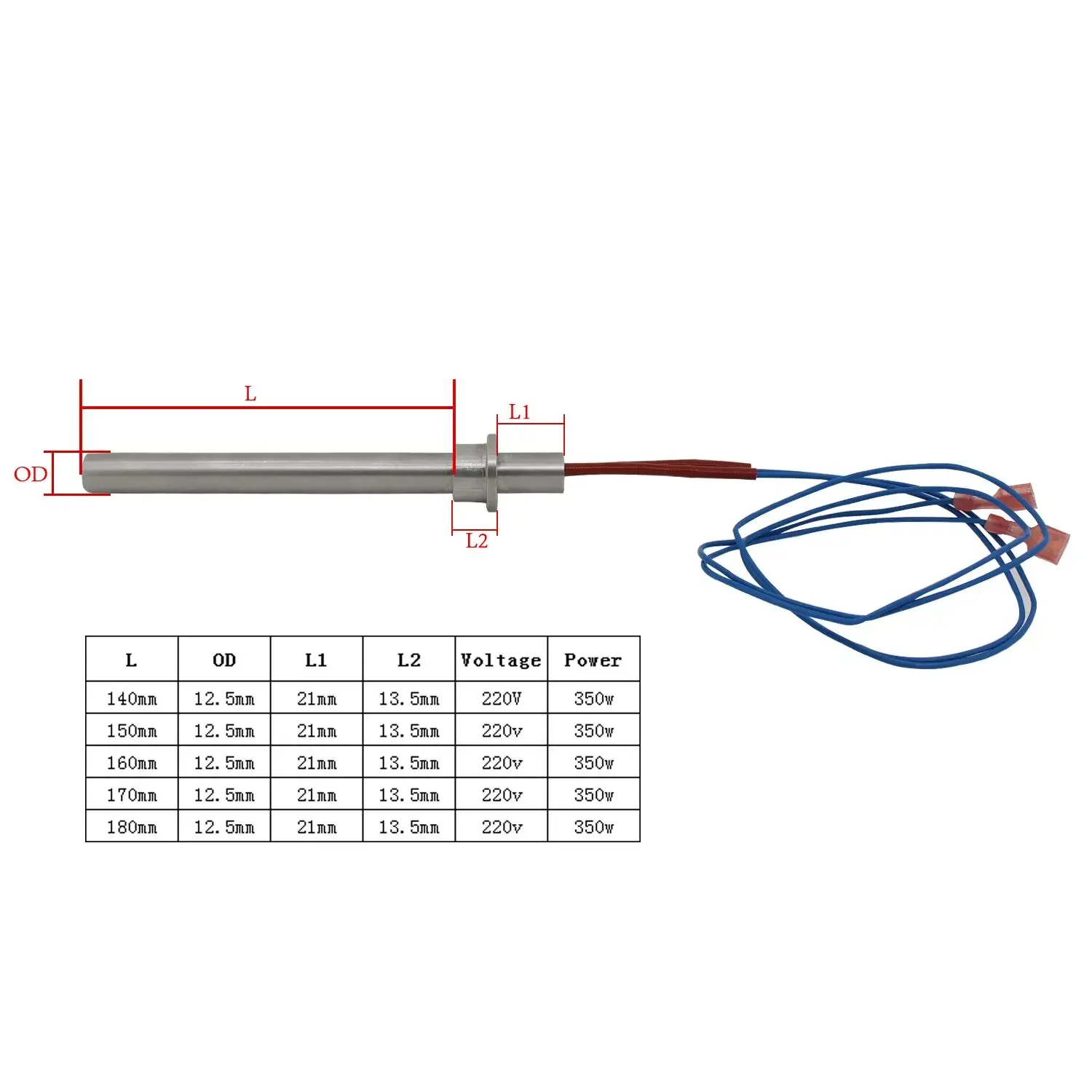 Pellet igniter 350w 220v &Phi; 12.5mm pellet wood burner stove element 140 150 160 170 180mm