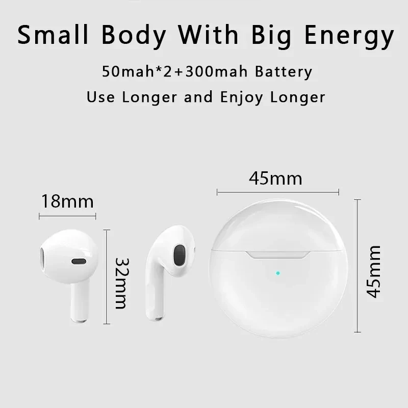 Original Air Pro 6 TWS Wireless Bluetooth Earphones Headphones Mini Earpone Headset For Xiaomi Android Apple iPhone Earbuds