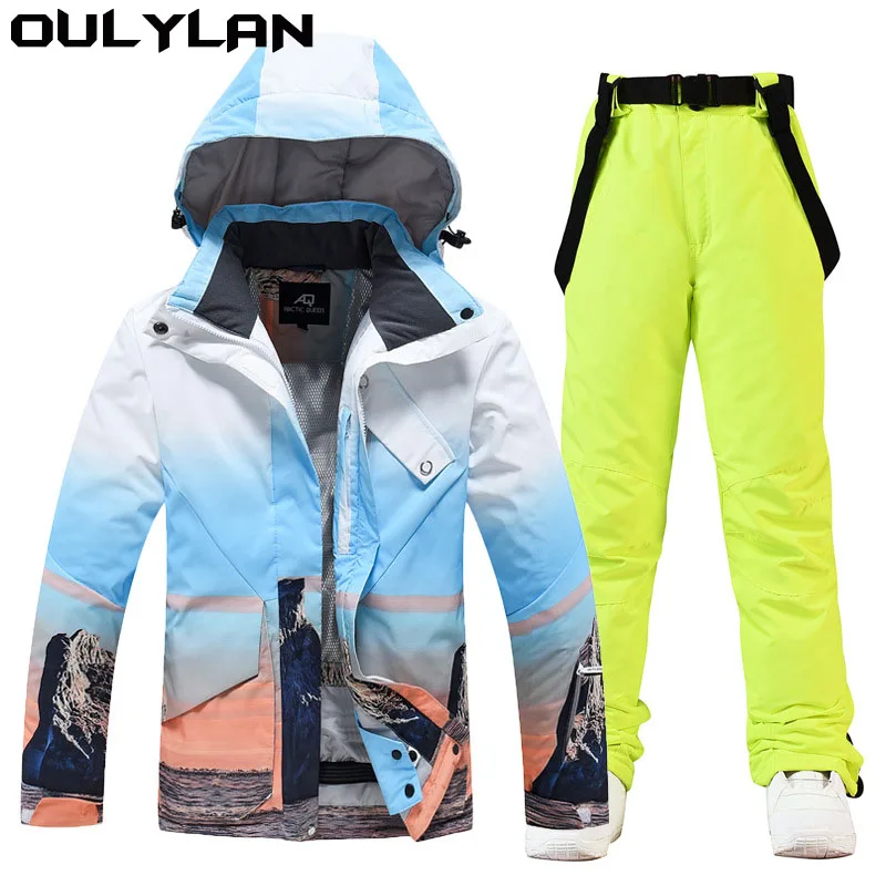 

Oulylan -30 Men Women's Ice Snow Suit Wear Waterproof Winter Costumes Snowboarding Clothing Ski Jackets Ski Pants