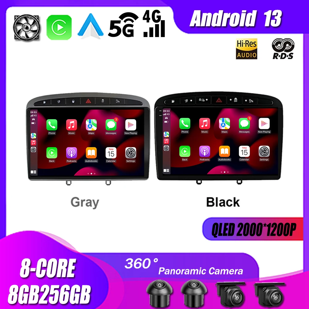 

9" Android 13 Car Radio Multimedia Player Navigation GPS Carplay 4G WIFI For Peugeot 408 308 308SW 2010 - 2016