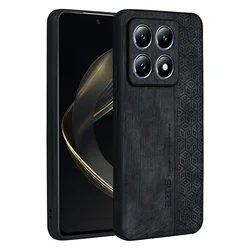 Luxury Sheepskin Leather Shockproof Phone Case with Silicone Protection for Poco C75 4G (Black)
