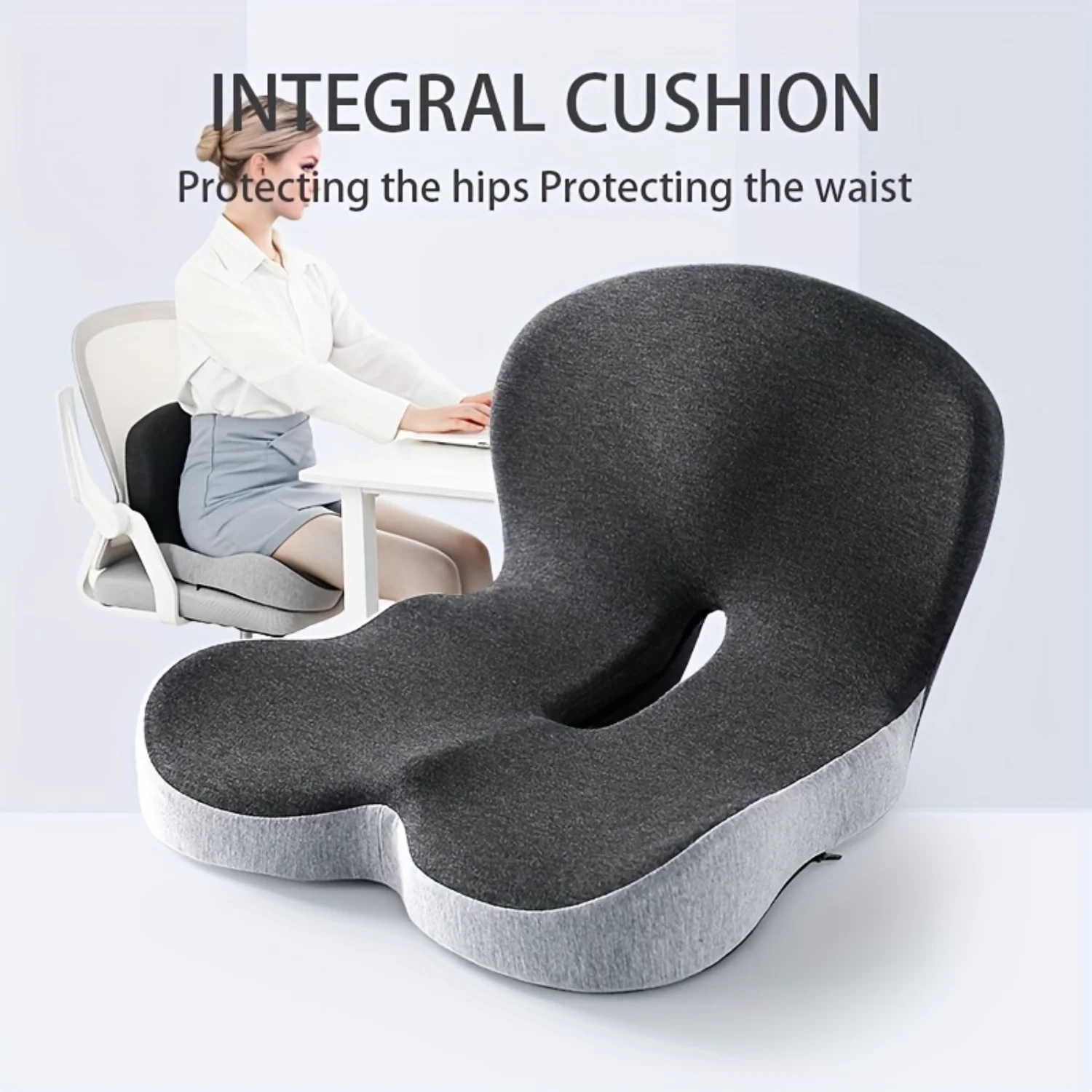 1pc Memory Foam Backrest Cushion-Ergonomic Support for Sedentary Comfort-Soft, Skin-friendly & Breathable Cover Ideal for