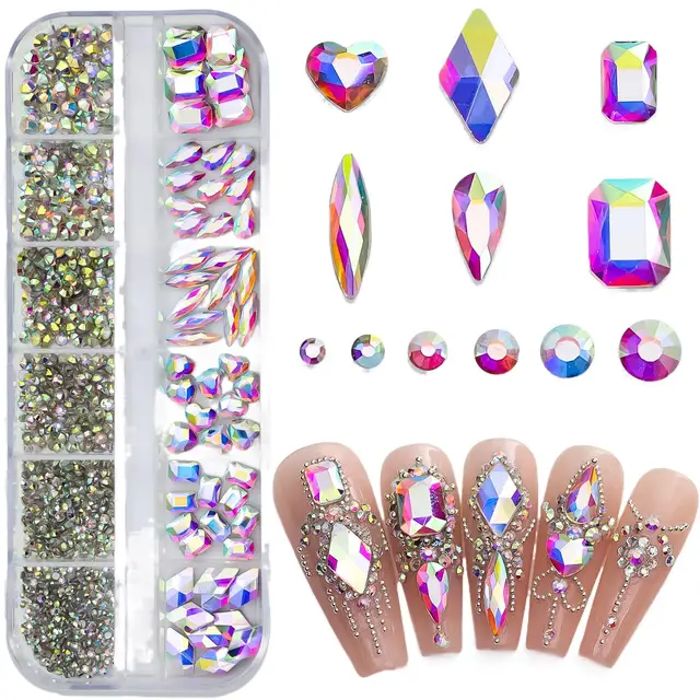 12-Grids-Sparkle-Translucent-Colorful-Mix-Shapes-Flatback-Glass-Diamonds-Nail-Art-Rhinestones-Jewel-Decorations-Manicure jpg