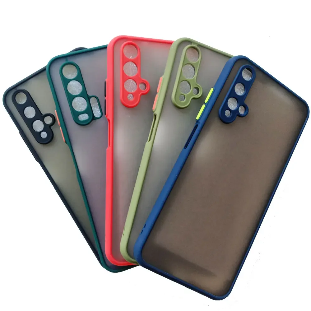 Frosted Translucent Shockproof Case with Silicone Frame and Hard Clear Cover