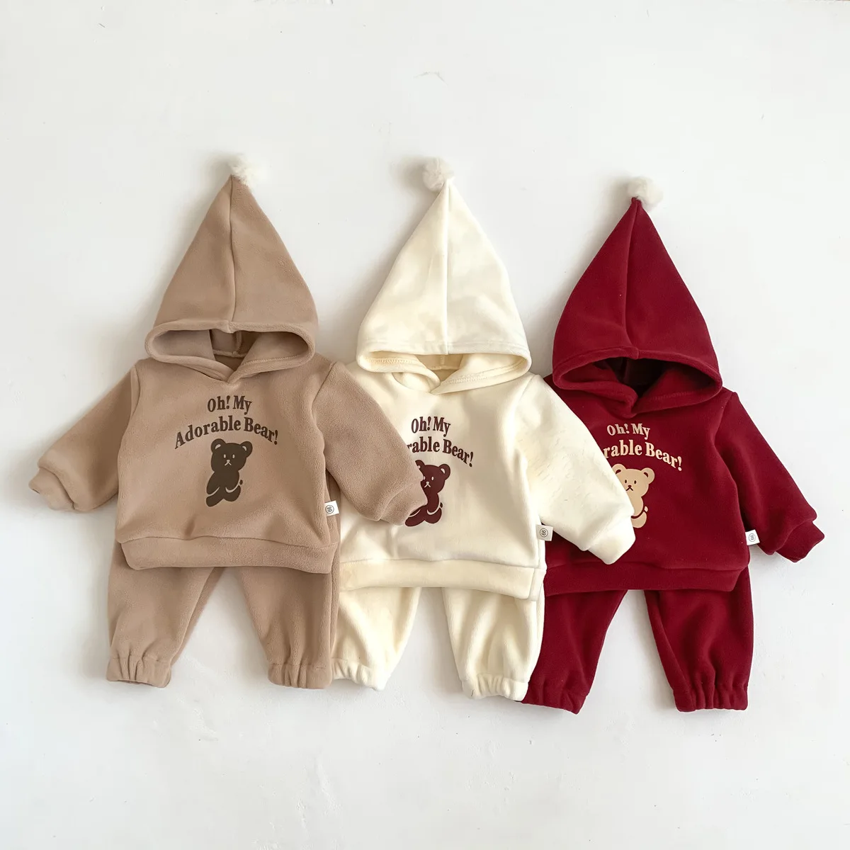 

Baby Clothing Sets Winter Kids Hoodie Toddler Baby Girls Bear Fleece Hooded Sweatshirts Warm Pants Baby Boy Christmas Outfit Set