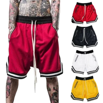 Men's Sports Basketball Shorts for Muscle Fitness Running Training Jogging Capris Breathable Quick Drying Zipper Pants