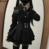 2024 Japanese Black Short Skirt Set Gothic Ruffle Mini Skirts Sexy Lace Off Shoulder Lolita Shirt Gown Faldas Y2k Aesthetic Suit 1