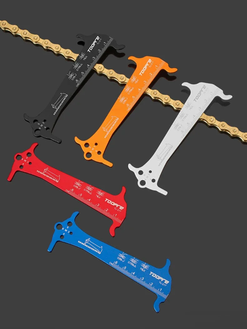 Fahrradkette Verschleißanzeige Lineal Reparaturwerkzeug Edelstahl Mountain Road Bike Kettenmesser Messung Checker Schraubendurchmesser – Detail 14
