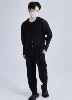 Miyake Pleated Men V-Neck Jacket Coat Collarless Single Breasted Long Sleeve Solid Color Cardigan 5