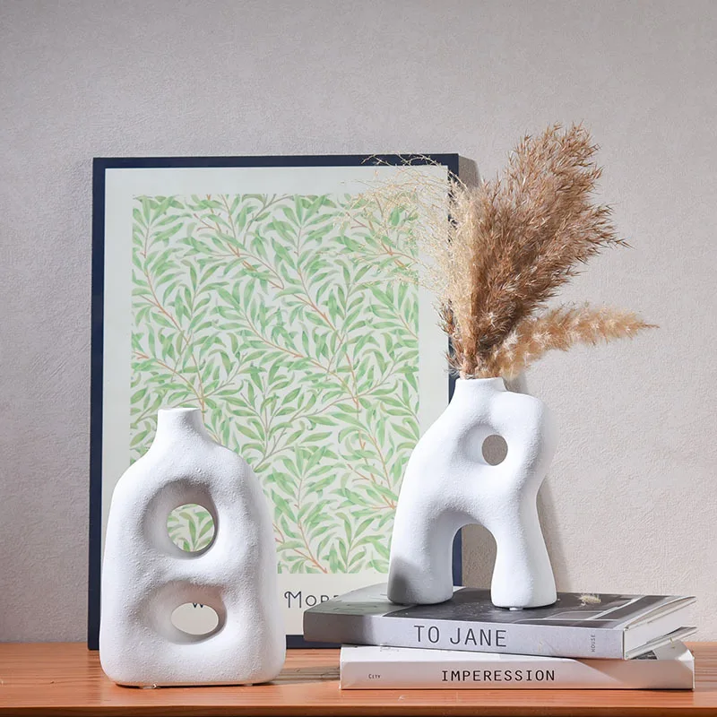 Nordic Ins White Vegetarian Ceramic Vase Ornaments Living Room Bedroom Dining Table Flower Arrangement Vase Christmas Decoration