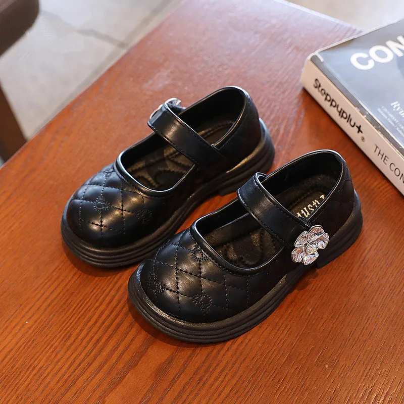 

Eu26-36 Spring Autumn New Fashion Children's Flats Girls Leather Shoes British Style Beanie Shoes Casual Soft-soled Single Shoes