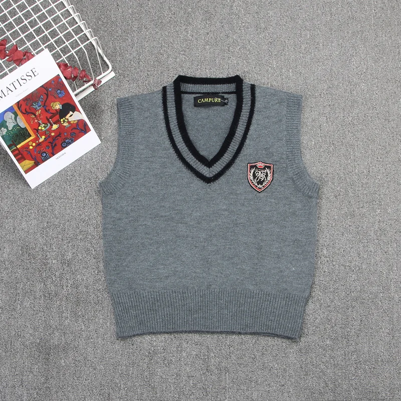 2023 New Adult School JK Uniform Sweater Vest Sleeveless Waistcoat For Girls Cosplay Animation Academy Style Gray Knitting Coat new jk uniform sweater vest sleeveless v neck cosplay anime japanese school embroidery lovely girls students korean knitted vest