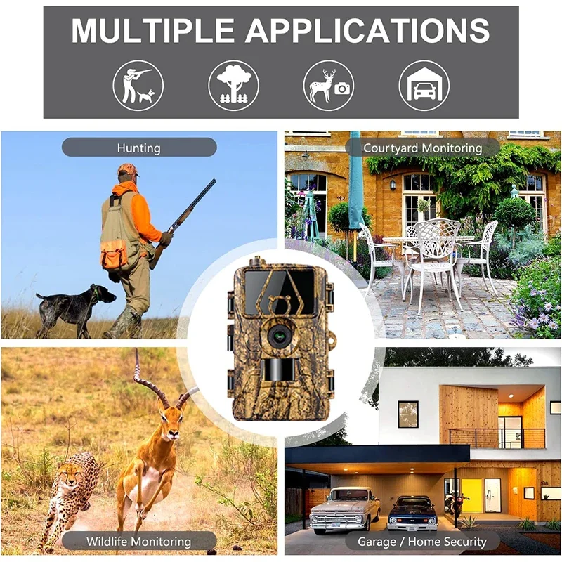 4G LTE Hunting Trail Camera 60MP HD 8K APP Control Night Vision Photo Trap with SIM card Cellular Mobile Wireless Wildlife Cam