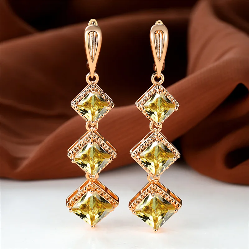 Rose Gold Birthstone & Multicolor Zircon Dangle Hoop Earrings