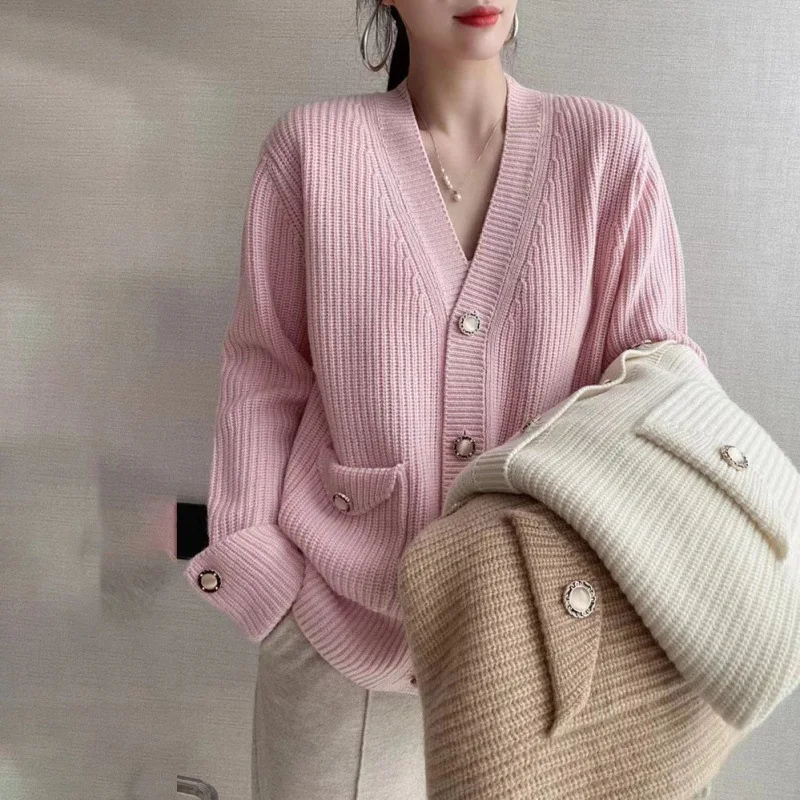 

Striped Thick Sweater For Women, Loose Casual Cardigan ,Soft Loose Knitwear Jackets Coat, 여성 반팔 니트 كارديجان