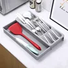 Cutlery Storage Box Kitchen Drawer Retractable Plastic Tray Utensils Organizer Knife Fork Spoon Divider Container Storage Boxs 5