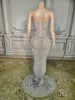 Charming Bright Crystal Dress Sexy Luxury Beaded Rhinestone Tulle Evening Dress Prom Party Dress Noble Wedding Wedding Dress 4