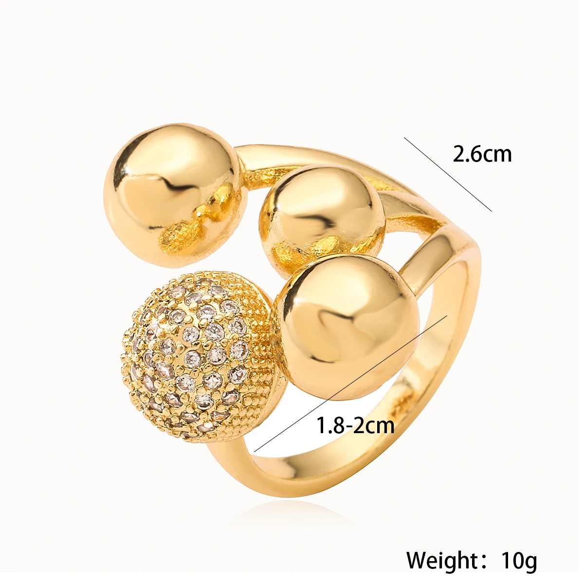 2025 New Fashion Silver/Gold Color High Polish Copper Zircon Jewelry Unique Design Geometric Ball Shape Rings For Women 4