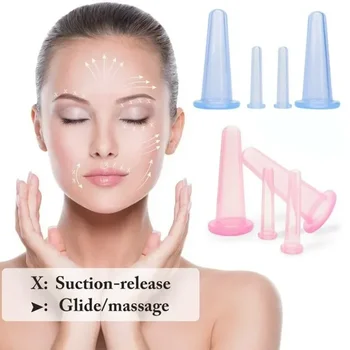 실리콘 진공 부항 마사지 항아리, 안티 셀룰라이트 마사지, 얼굴 흡입 컵, 얼굴 목 리프트, 피부 긁기, 구샤, 주름 방지