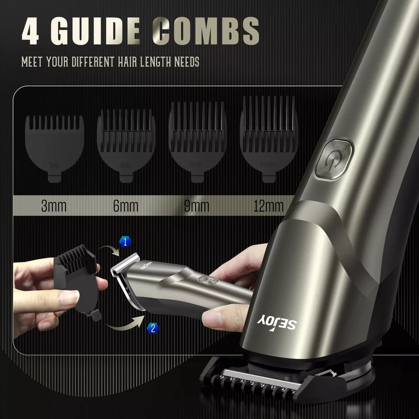 Sejoy Professional Hair Clippers Electric Shaver Beard Trimmers Machine Cordless 6