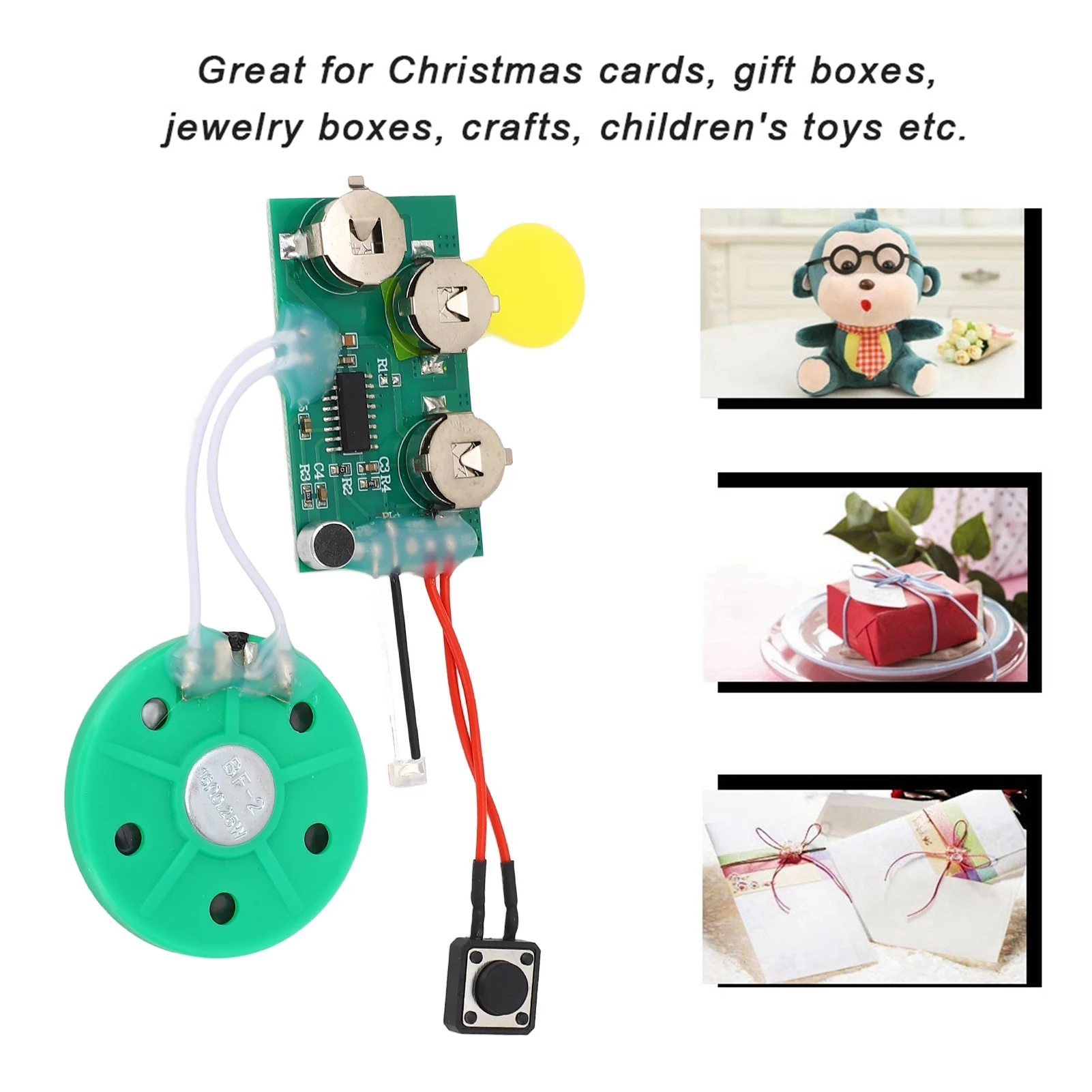 4 Minutes DIY Recordable Voice Module Recordable Voice Repeated Recording Voice Greeting Card for Gift Boxes Christmas Card