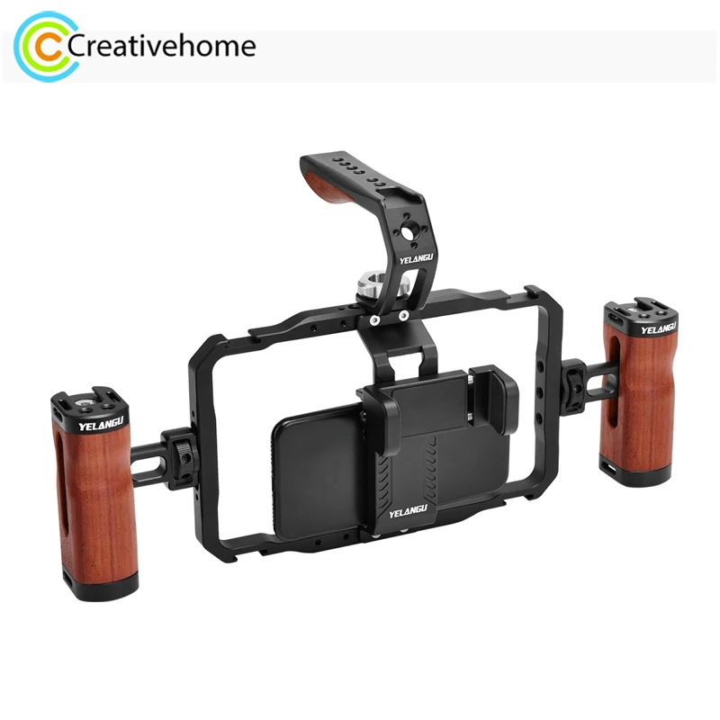 

YELANGU Universal Smartphone Metal Cage Set Video Rig Handles Stabilizer Vlogging Live Broadcast Mobile Phone Bracket Kit