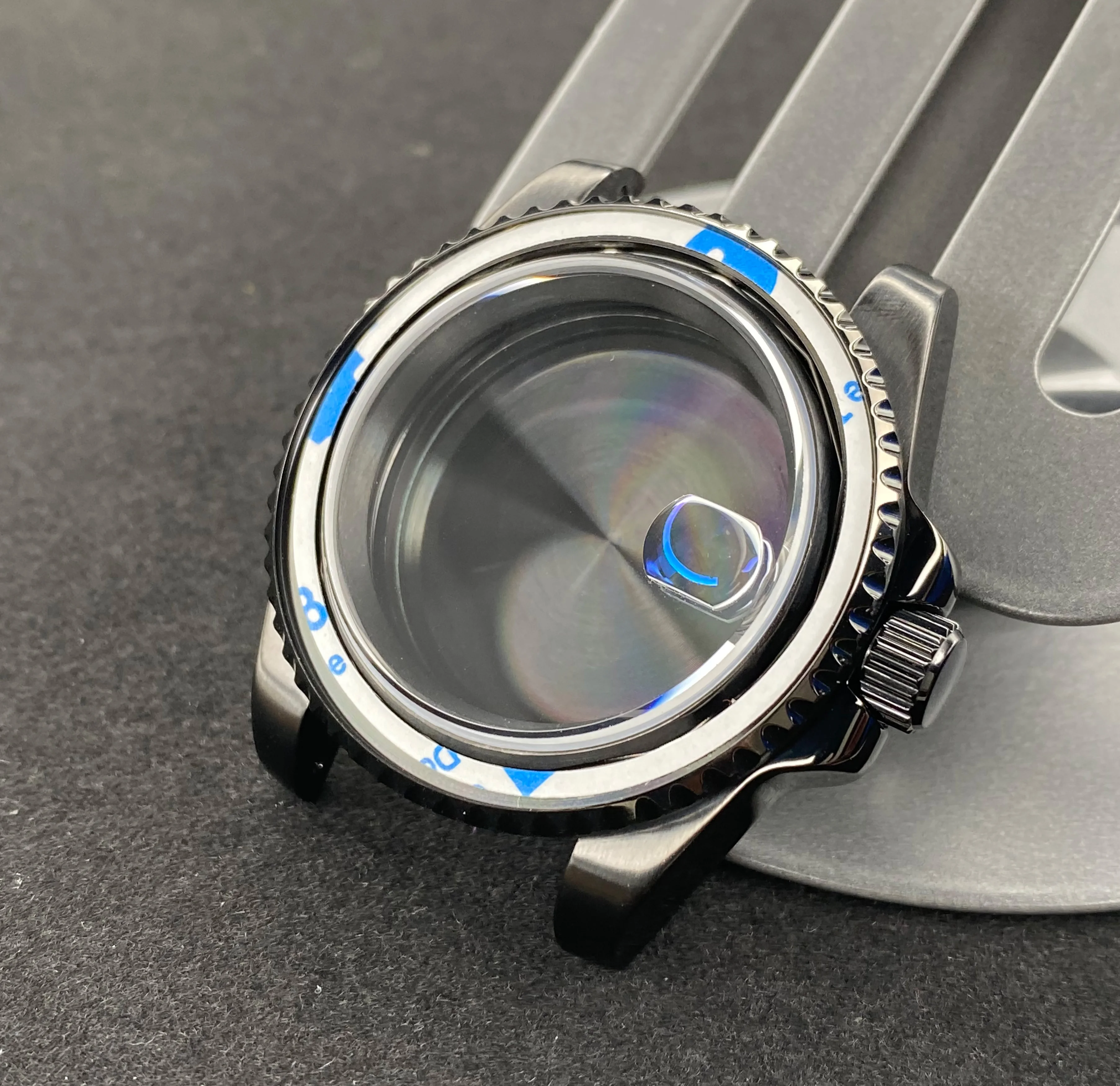 Premium 40mm Black Watch Case with Sapphire Glass and 120-Click Bezel
