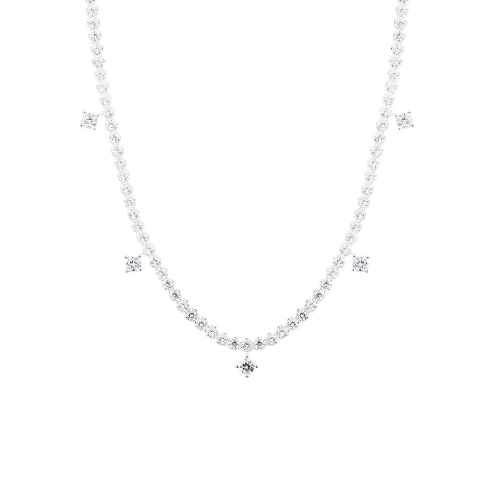 

New Sparkling Drop Collier Necklaces 100% 925 Sterling Silver Jewelry for Women Wedding Party Gift Collares