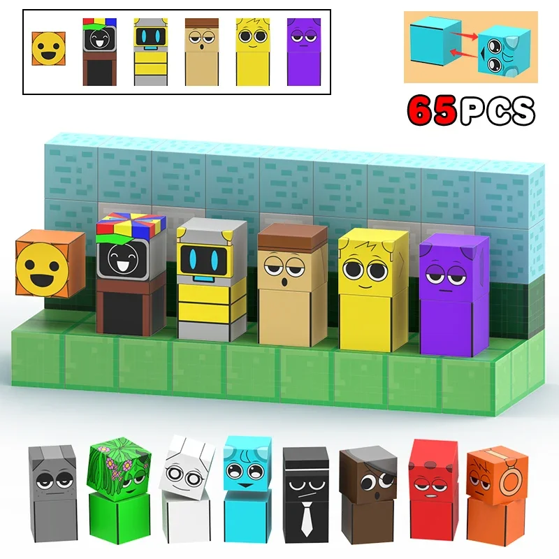 Magnetic Building Blocks Sprunki Magnet Cube Mine World Set for Boy Girl Kid Age 3+ DIY Model Children STEM Sensory MusicToy Gift
