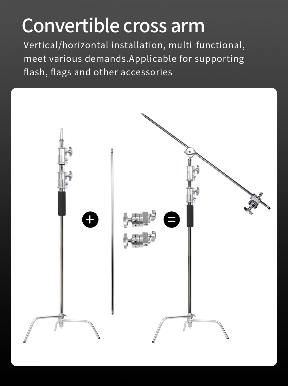 300cm C-Stand Rotatable Anti-slip Stainless Steel Light Stand Background Bracket